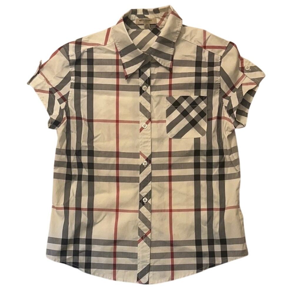 Burberry London Check Youth XL Short Sleeve Button Shirt Made in England